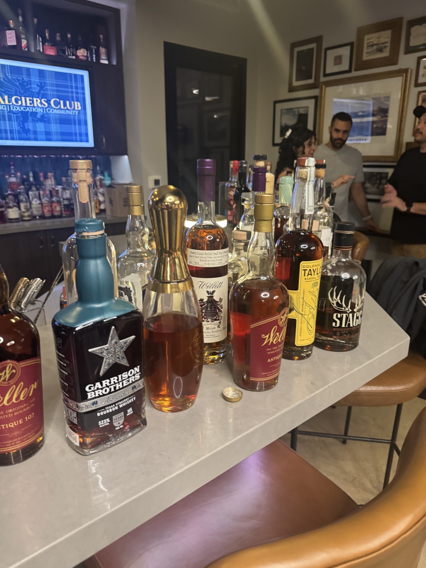Premium bourbon lineup including Stagg, Willett, and Garrison Brothers